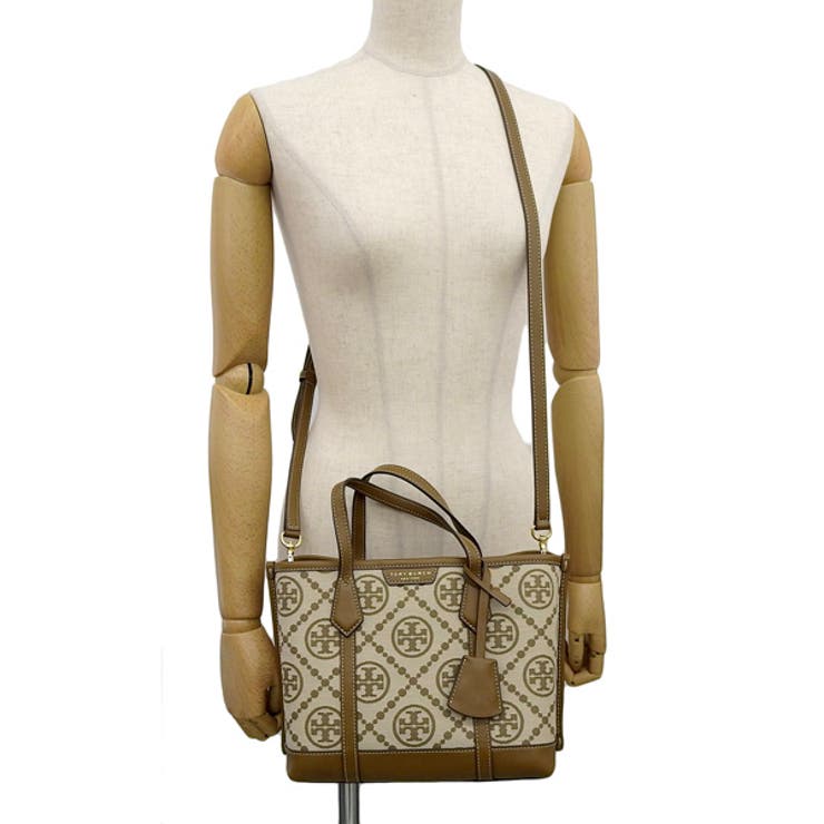 Tory Burch 83313 PERRY T MONOGRAM SMALL TRIPLE-COMPARTMENT TOTE IN HAZEL  371 