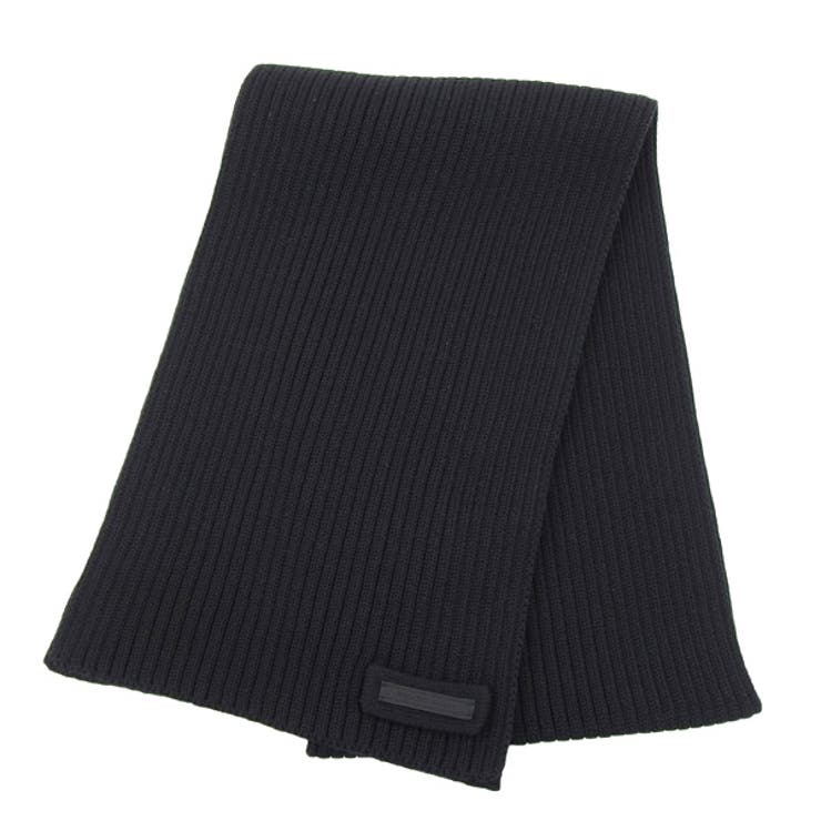 プラダ PRADAロゴ刺繍入りウール＆カシミア混マフラー 国内発送