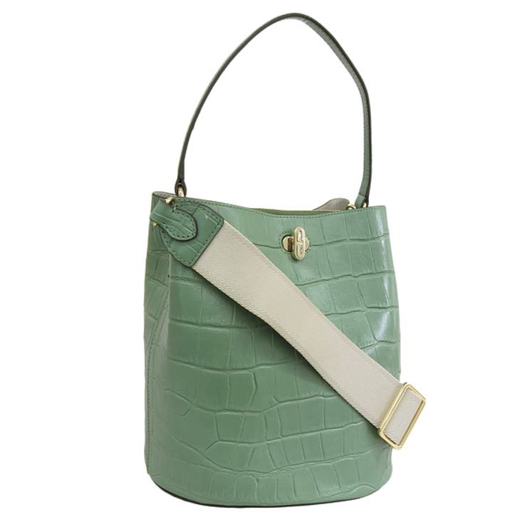 FURLA バケツ型バック ダナエ 2way クロコ型押し牛革 ピンク 【極美品 