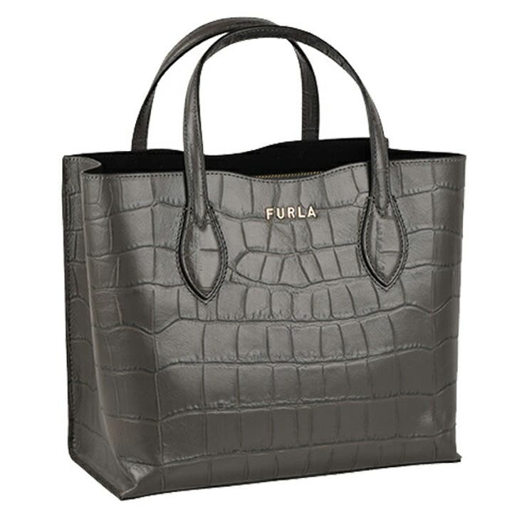 FURLA フルラ 3室 大容量 A4◎ レザー トート クロコ型押し 肩掛け