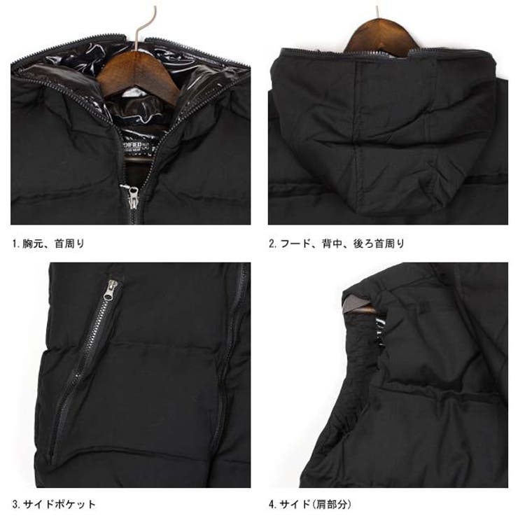 スーツ地フルジップ中綿ダウンベストパーカー/レイヤード◇801【XL