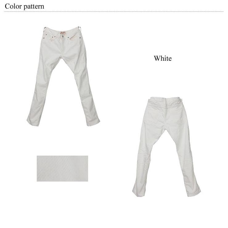 国産 日本製レッドステッチスリムストレッチホワイトデニムパンツ メンズ | Rocky Monroe | 詳細画像2 