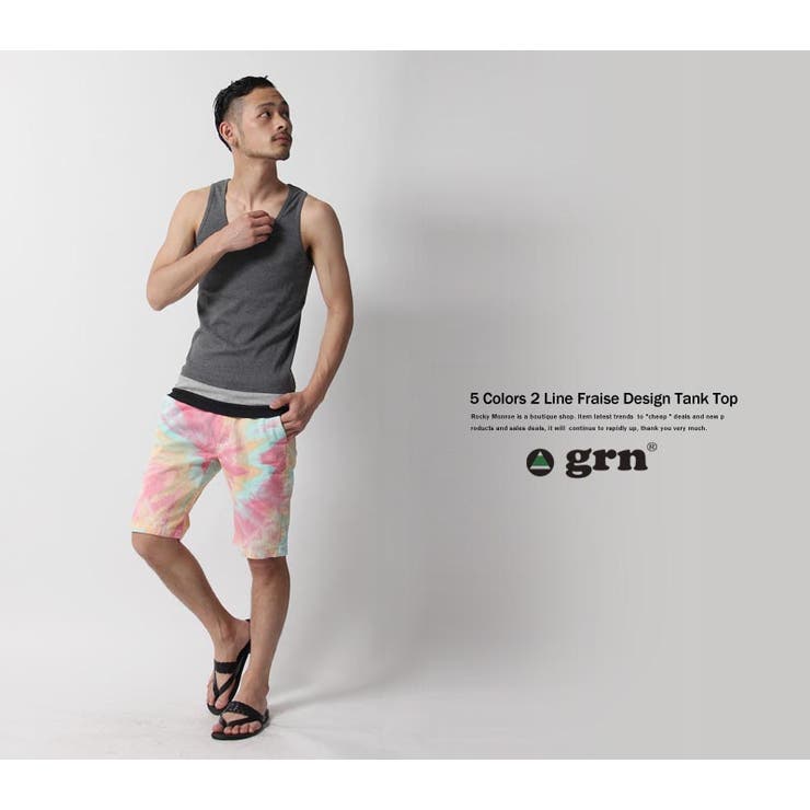 2ライン無地フライスロングタンクトップ メンズ ボーダー | Rocky Monroe | 詳細画像9