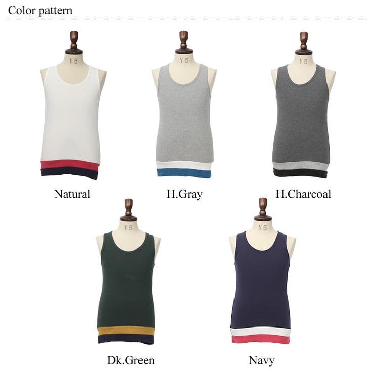 2ライン無地フライスロングタンクトップ メンズ ボーダー | Rocky Monroe | 詳細画像2