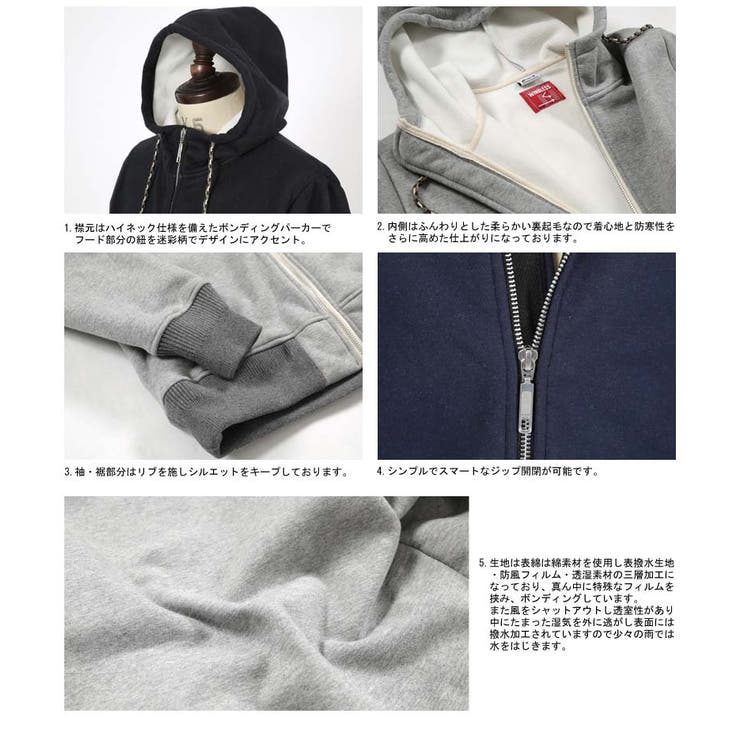 ニューバランスゴルフ ダブルジップ ボンディング パーカー 裏起毛 グレー 防水防風3レイヤー裏起毛ボンディングパーカー ジップパーカー