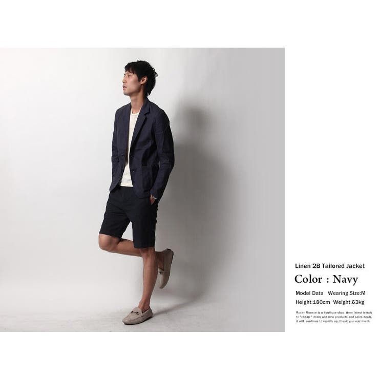 コットンリネン2Bテーラードジャケット メンズ 綿麻[品番：OE000001248