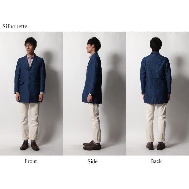 LISS リス】コットンリネンシャンブレーデニムロング丈ショップコート