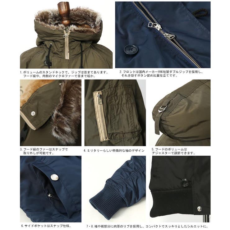 中綿ダイヤキルトマイクロファー仕様N 2Bミリタリージャケット