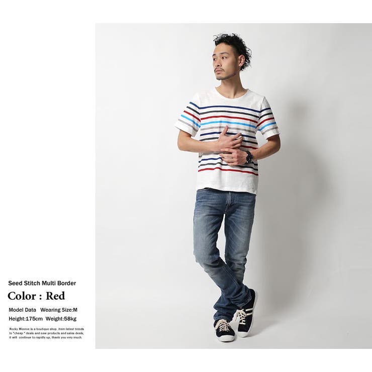 鹿の子ラインボーダークルーネック半袖tシャツ メンズ マリンボーダー 品番 Oe Rocky Monroe ロッキーモンロー の メンズファッション通販 Shoplist ショップリスト