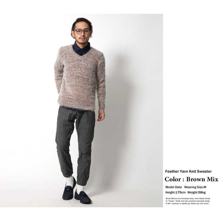 ニット セーター メンズ モヘア Vネック フェザーヤーン 長袖 5244 春 品番 Oe Rocky Monroe ロッキーモンロー のメンズファッション通販 Shoplist ショップリスト