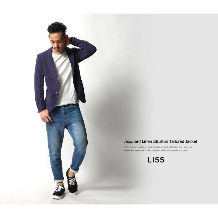 LISS リス】ジャガード織コットンリネン2Bテーラードジャケット メンズ