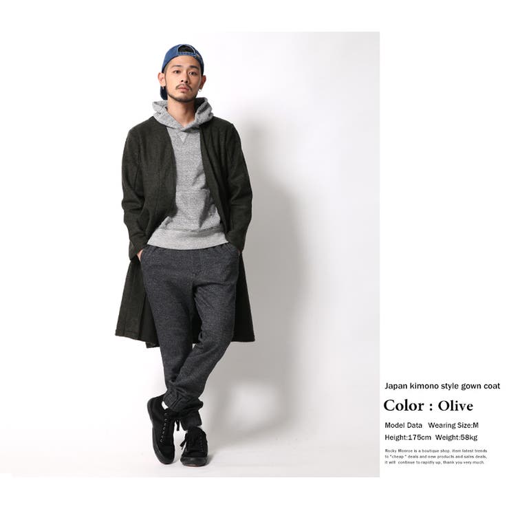 ガウンコート メンズ ロングコート[品番：OE000003819]｜Rocky Monroe