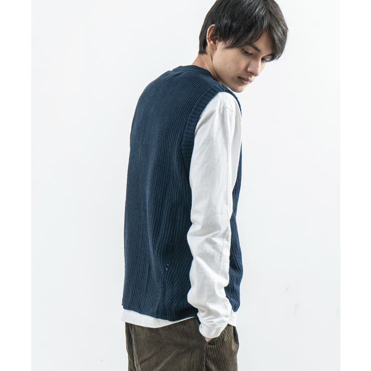 ニットベスト メンズ 畦編み[品番：OE000003949]｜Rocky Monroe