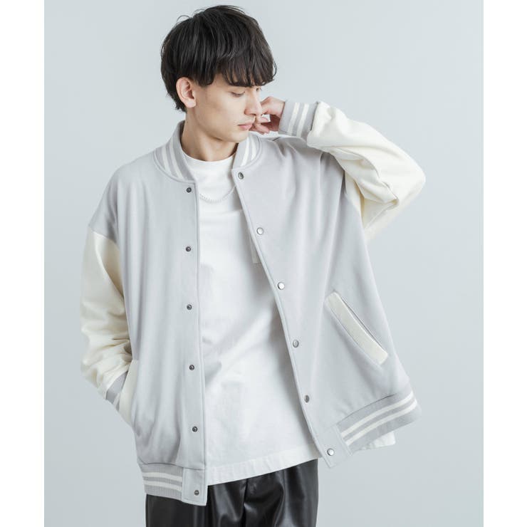 ライトグレー×オフ | スタジャン メンズ レディース | Rocky Monroe