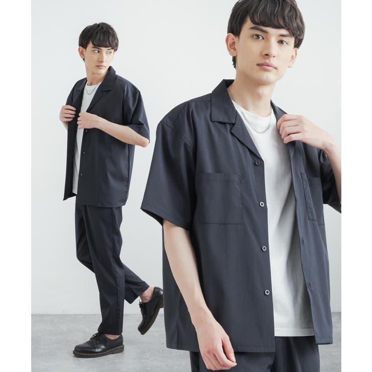 セットアップ 接触冷感 オープンカラーシャツ[品番：OE000006819