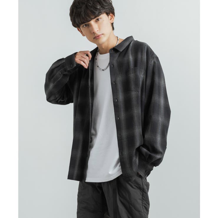 RHC ロンハーマン　フランネルシャツジャケット ブラック・グレー RHC ロンハーマンフランネルシャツジャケット ブラック・グレー