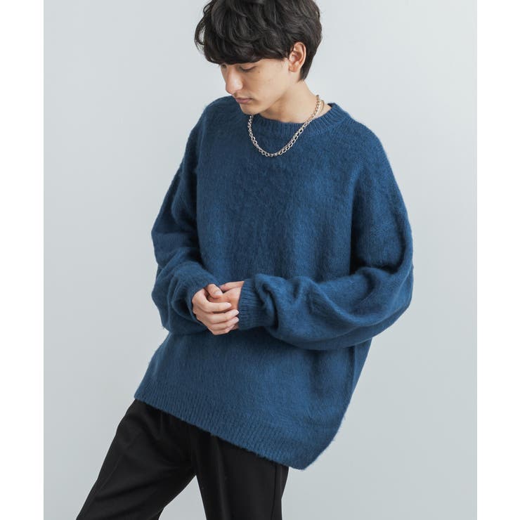 モヘアタッチニット クルーネックセーター オーバーサイズ[品番