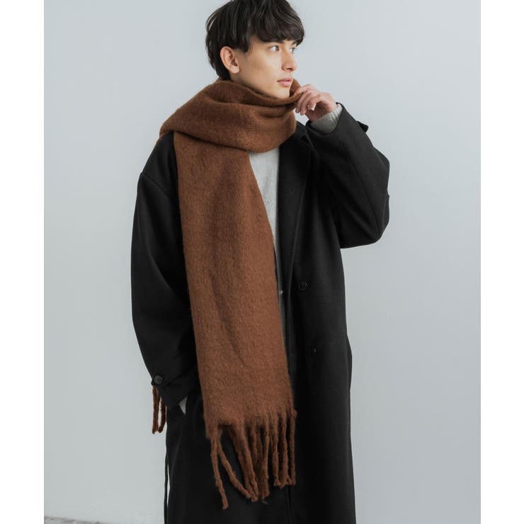 モヘアタッチマフラー ボリュームストール ひざ掛け[品番：OE000006887