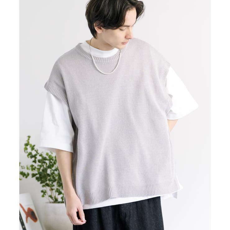 Shantii コットンニットベスト グレー M SHIRT HOUSE ニットベスト ビジネスカジュアル 全4色 ネイビー
