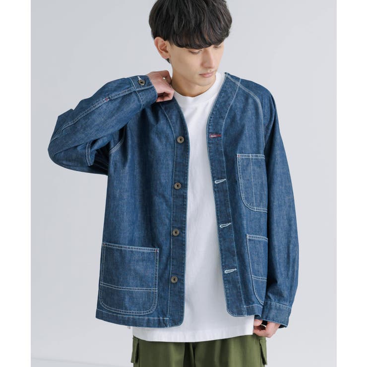 カバーオール デニムジャケット ノーカラー[品番:OE000007167 カバーオール デニムジャケット ノーカラー[品番:OE000007167