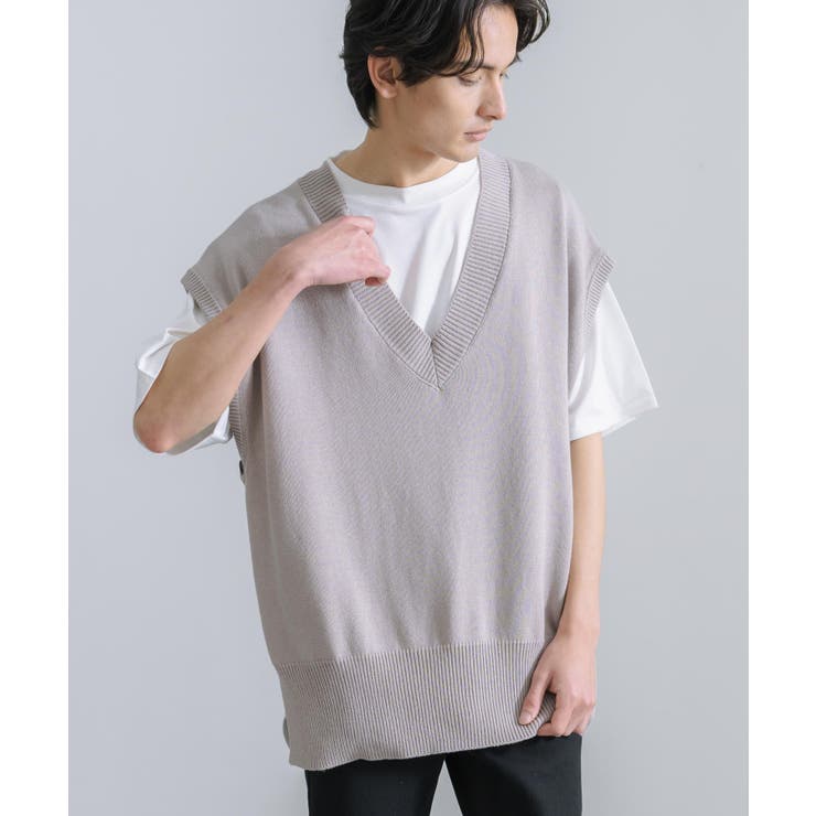 サマーニットベスト Vネック 無地[品番：OE000007271]｜Rocky