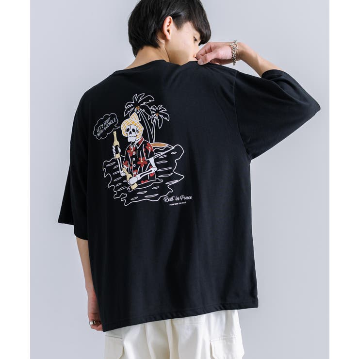 半袖Tシャツ 刺繍プリント スカル[品番：OE000007358]｜Rocky Monroe