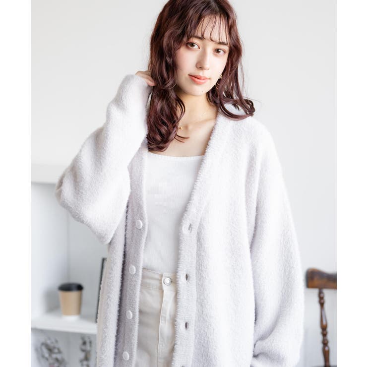 カーディガン フェザーヤーンニット 無地[品番：OE000007514]｜Rocky