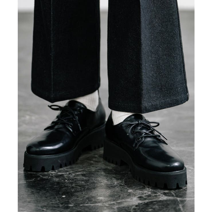 ブラックレザードレスシューズ ドレスシューズ フェイクレザー 厚底[品番：OE000008343]｜Rocky