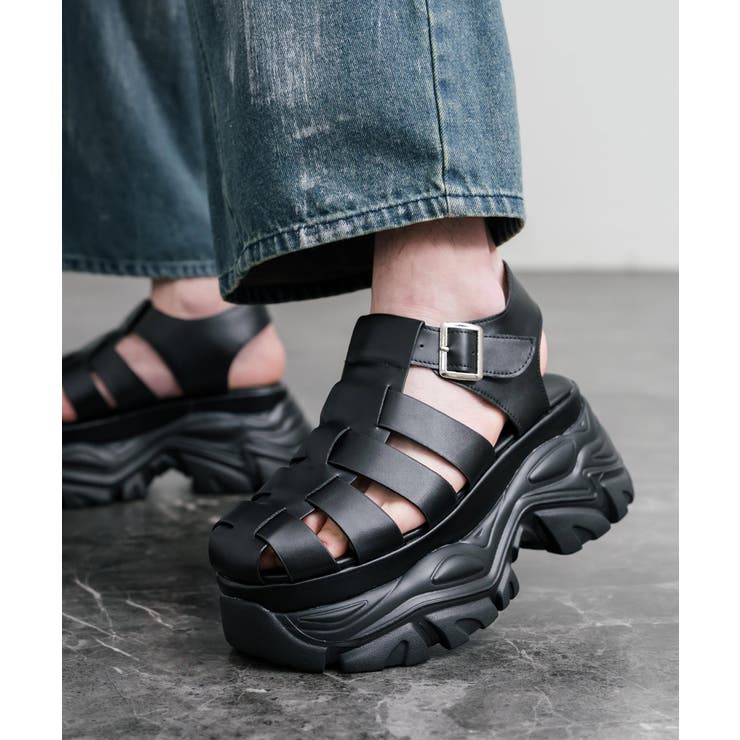 ブラック | グルカサンダル 9cmハイソール 厚底 | Rocky Monroe