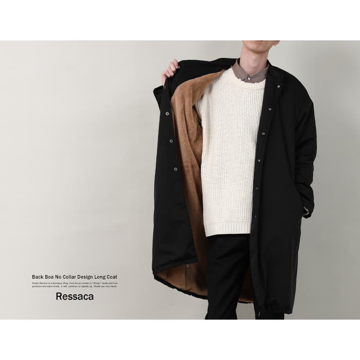ノーカラーコート メンズ ロング丈[品番：OE000005094]｜Rocky Monroe