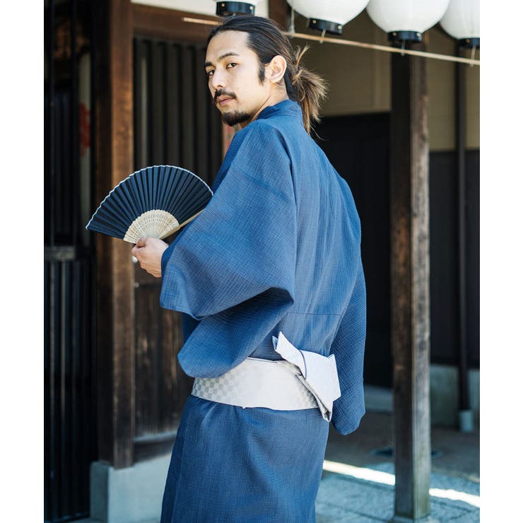 しじら織り帯付き浴衣 扇子 下駄[品番：OE000001590]｜Rocky  Monroe（ロッキーモンロー）のメンズファッション通販｜SHOPLIST（ショップリスト）