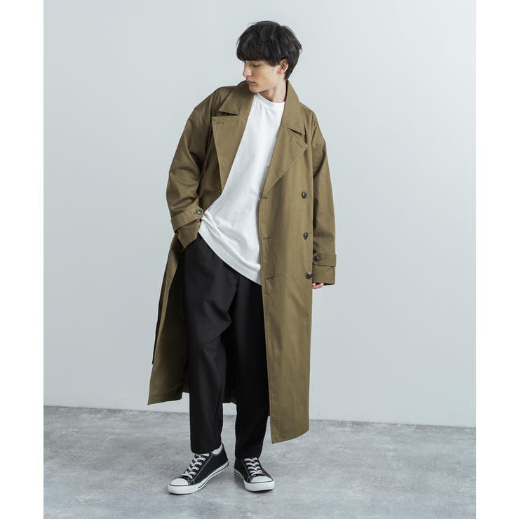 ROKU BEAUTY&YOUTH シルク混 トレンチコート オリーブ