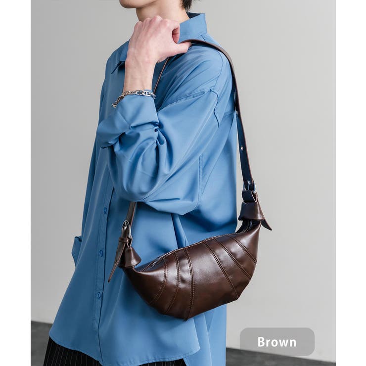 ブラウン | ボディバッグ ショルダー クロワッサン型 | Rocky Monroe