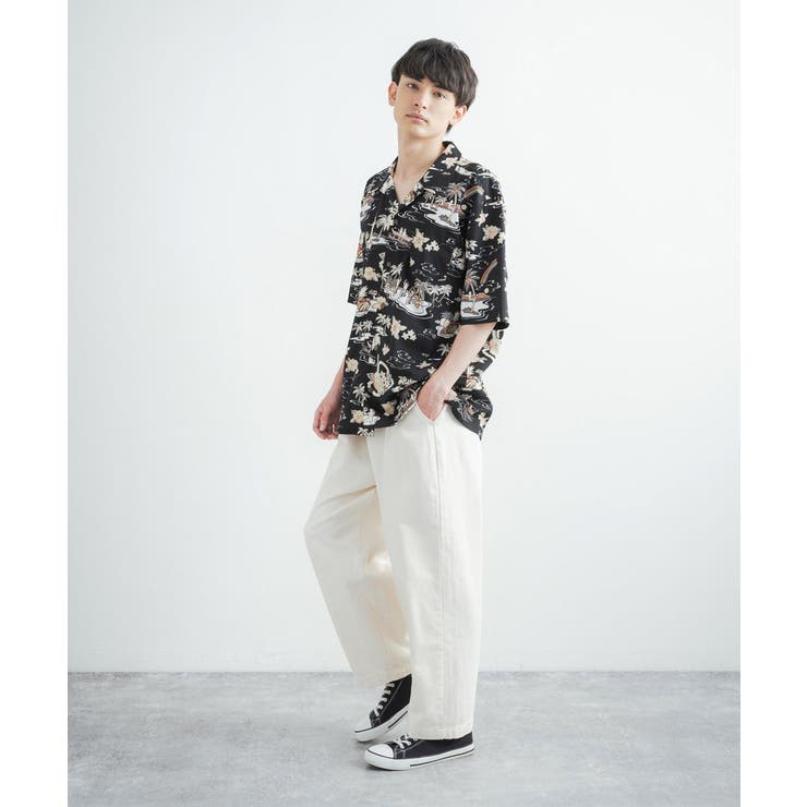 総柄シャツ アロハシャツ オープンカラー[品番:OE000006729 総柄シャツ アロハシャツ オープンカラー[品番:OE000006729