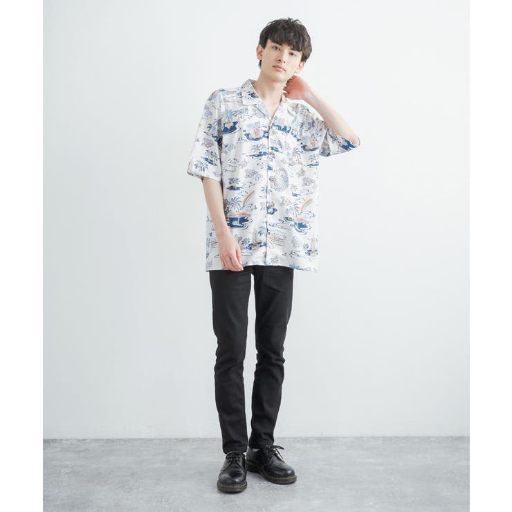 総柄シャツ アロハシャツ オープンカラー[品番：OE000006729