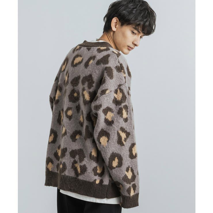 レオパードニットカーディガン セーター モヘアタッチ[品番