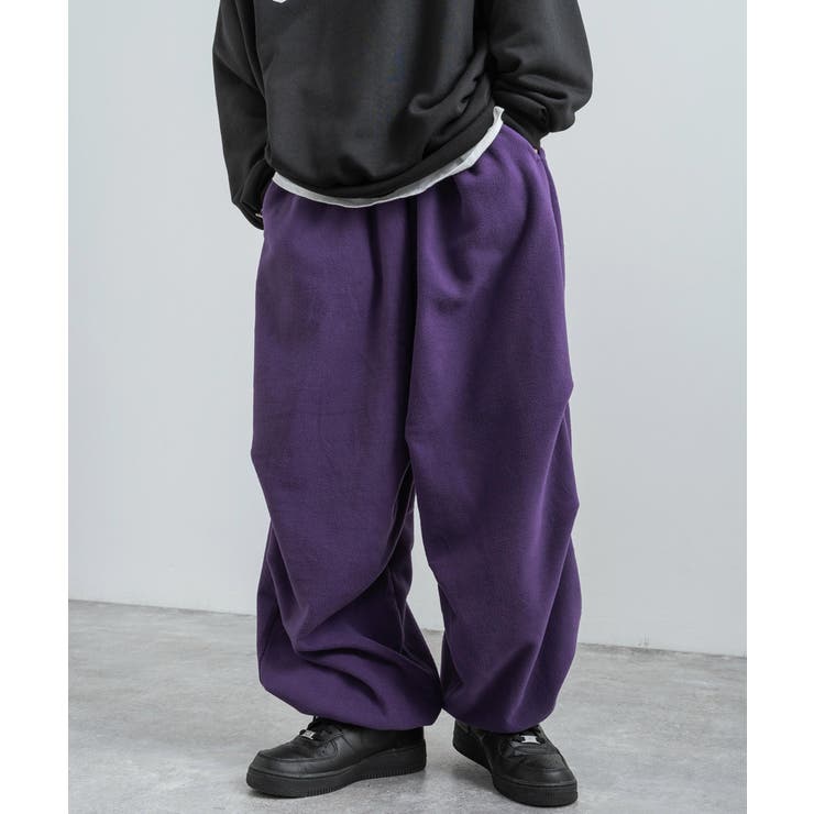 マイクロフリースワイドパンツ スウェットイージーパンツ ストリート