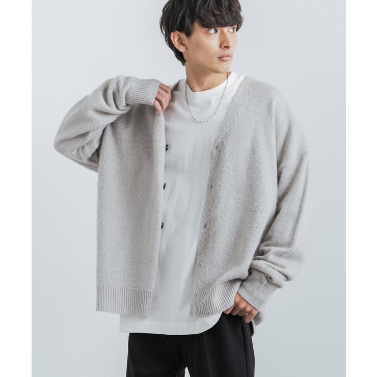 モヘアタッチカーディガン ニットセーター オーバーサイズ[品番 モヘアタッチカーディガン ニットセーター オーバーサイズ[品番