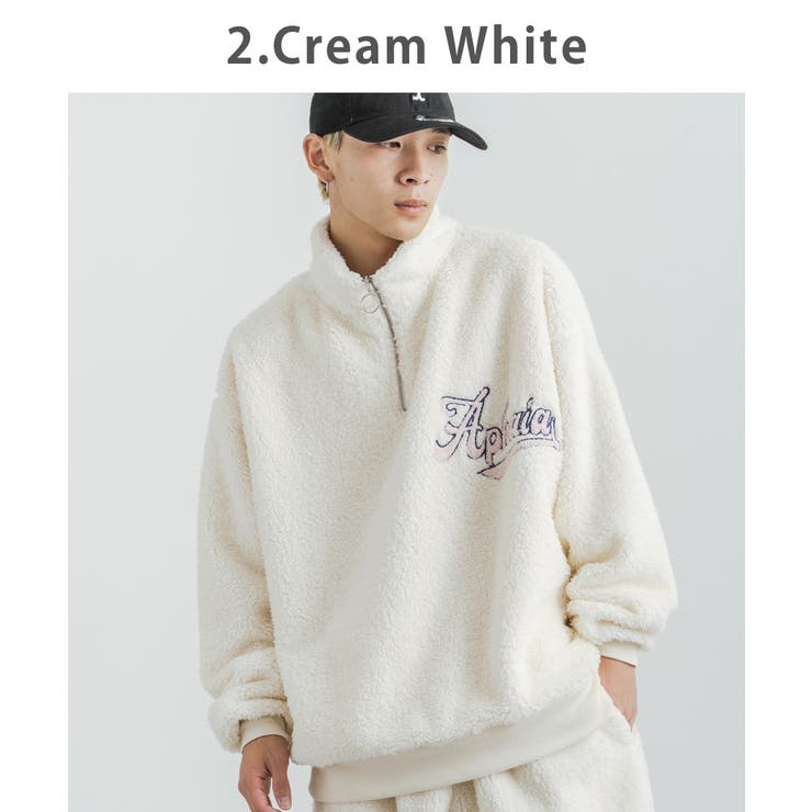 ボアトレーナー ハーフジップ サガラ刺繍[品番：OE000006958]｜Rocky