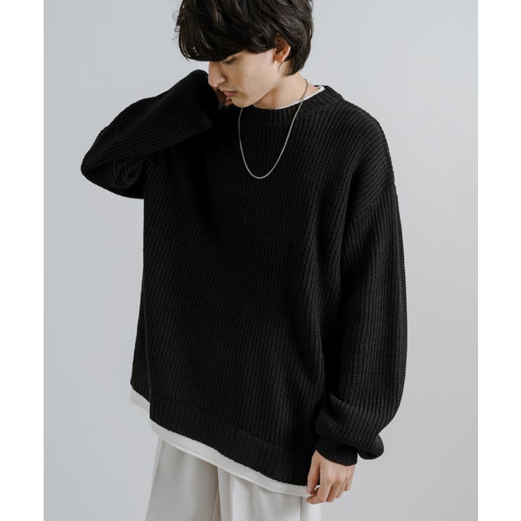 [STUCY]キャリーロゴニットセーター男女共用男性衣類ブラック XL
