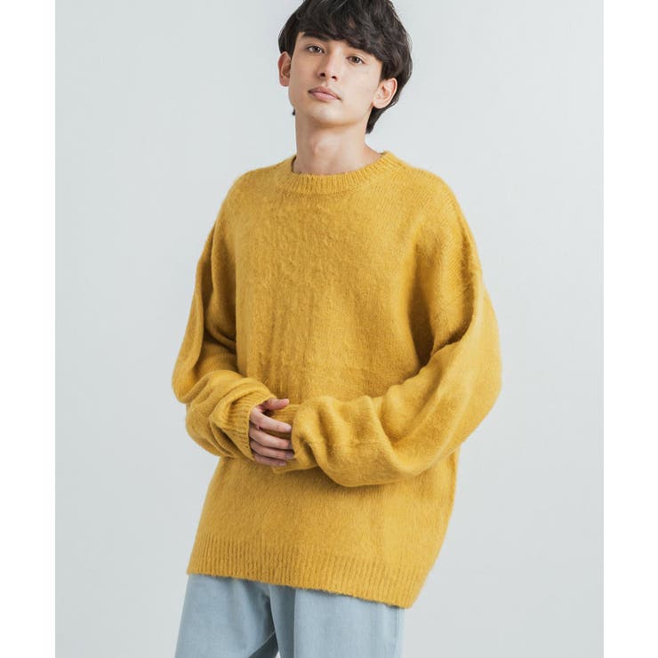 モヘアタッチニット クルーネックセーター オーバーサイズ[品番 モヘアタッチニット クルーネックセーター オーバーサイズ[品番