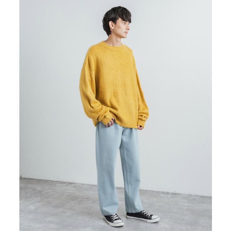 モヘアタッチニット クルーネックセーター オーバーサイズ[品番 モヘアタッチニット クルーネックセーター オーバーサイズ[品番