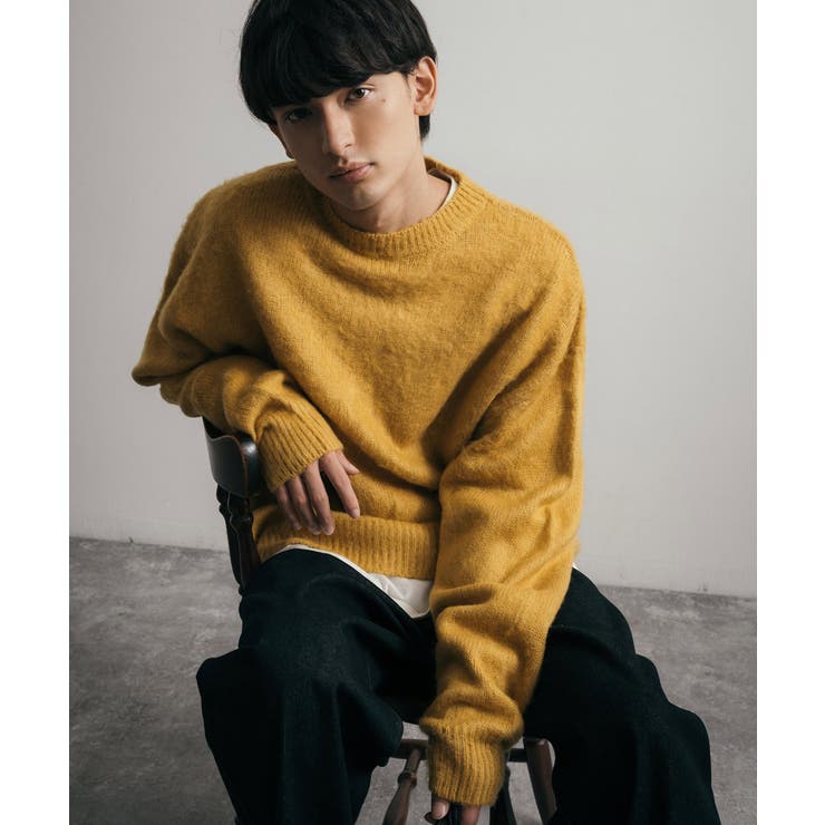 モヘアタッチニット クルーネックセーター オーバーサイズ[品番