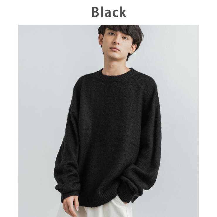 モヘアタッチニット クルーネックセーター オーバーサイズ[品番 モヘアタッチニット クルーネックセーター オーバーサイズ[品番