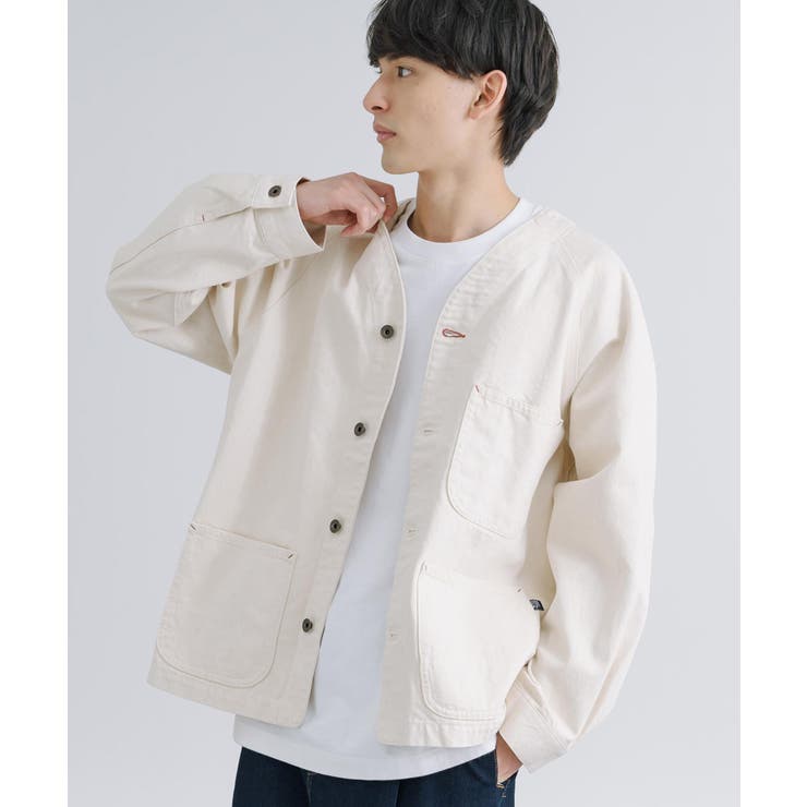 モンキーさん専用⭐︎美品ロンハーマン/ コットンホワイトデニムジャケット秋向け カバーオール デニムジャケット ノーカラー[品番：OE000007167
