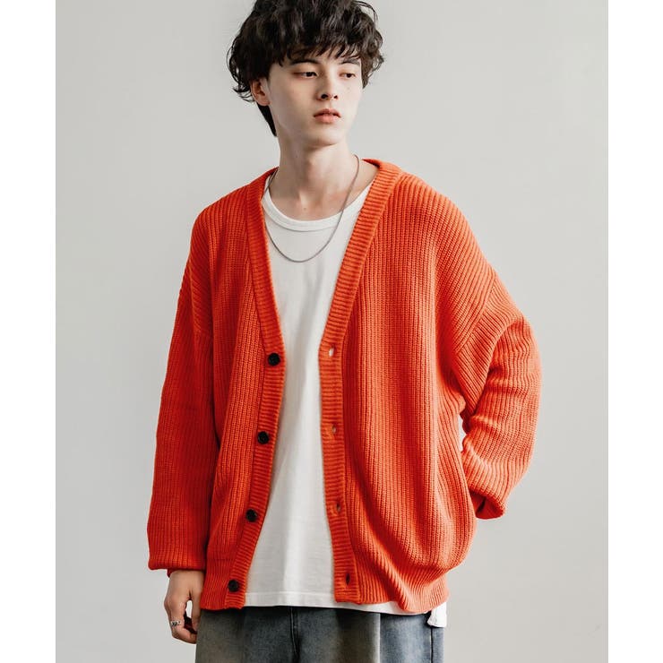 ニットカーディガン ウォッシャブル 片畦編み[品番：OE000006399