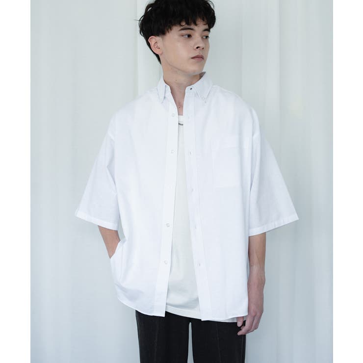 メンズ 半袖シャツ ロングテール ビッグシルエット N00383 STYLEBLOCK シャツ ロング丈ビッグシルエットプリント半袖シャツ