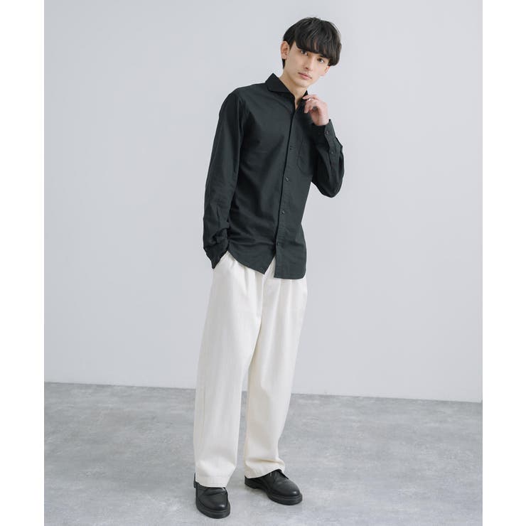 綿麻シャツ 長袖 ホリゾンタルカラー | Rocky Monroe | 詳細画像5 