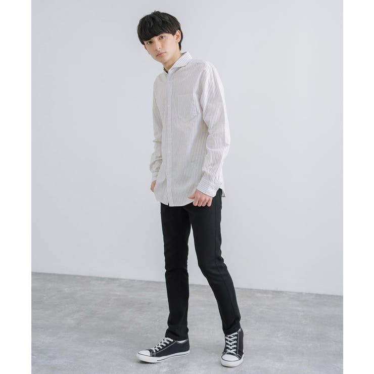 綿麻シャツ 長袖 ホリゾンタルカラー | Rocky Monroe | 詳細画像18 