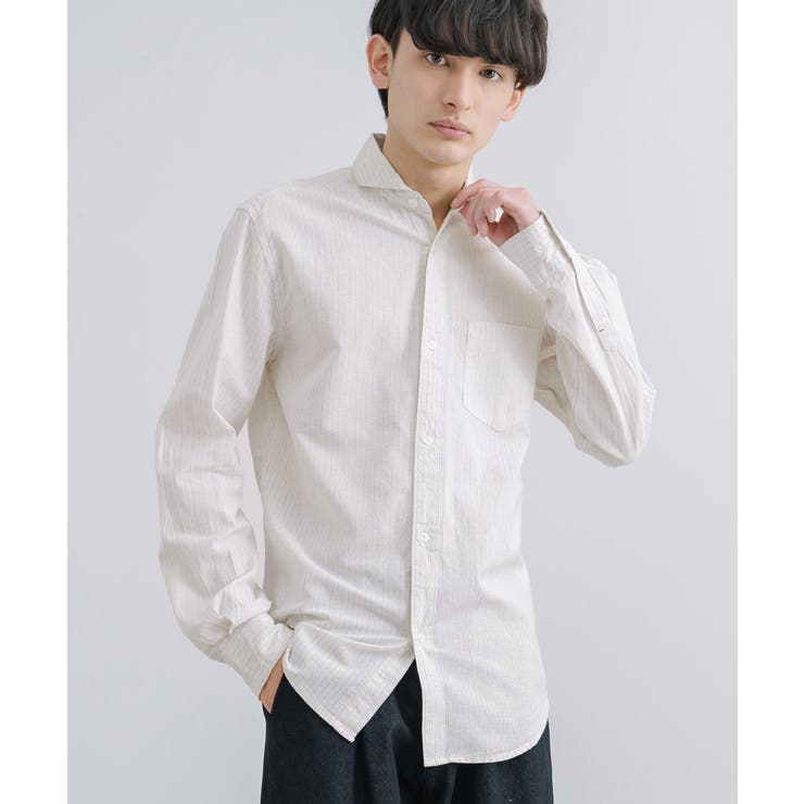 綿麻シャツ 長袖 ホリゾンタルカラー | Rocky Monroe | 詳細画像20 